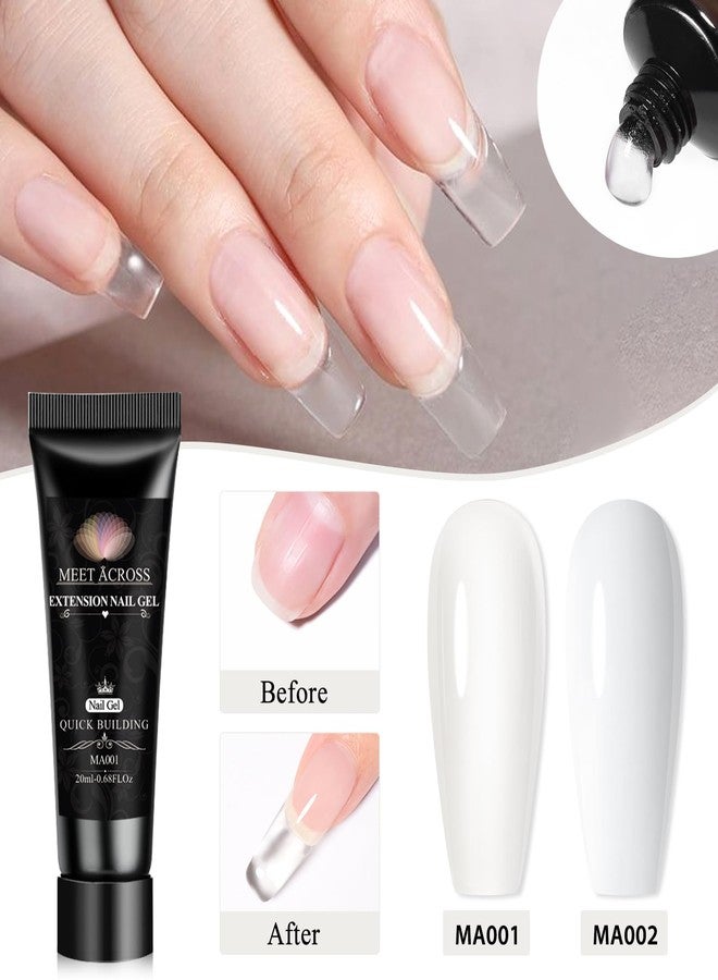 MEET ACROSS 12 Pcs Extension Gel Nail Kit ,Clear White With Slip Solution Dual Builder Nail Forms,Clips for Poly Gel,Starter Kit for Home Manicure Set Salon DIY at Home Gifts for Women - Image 3